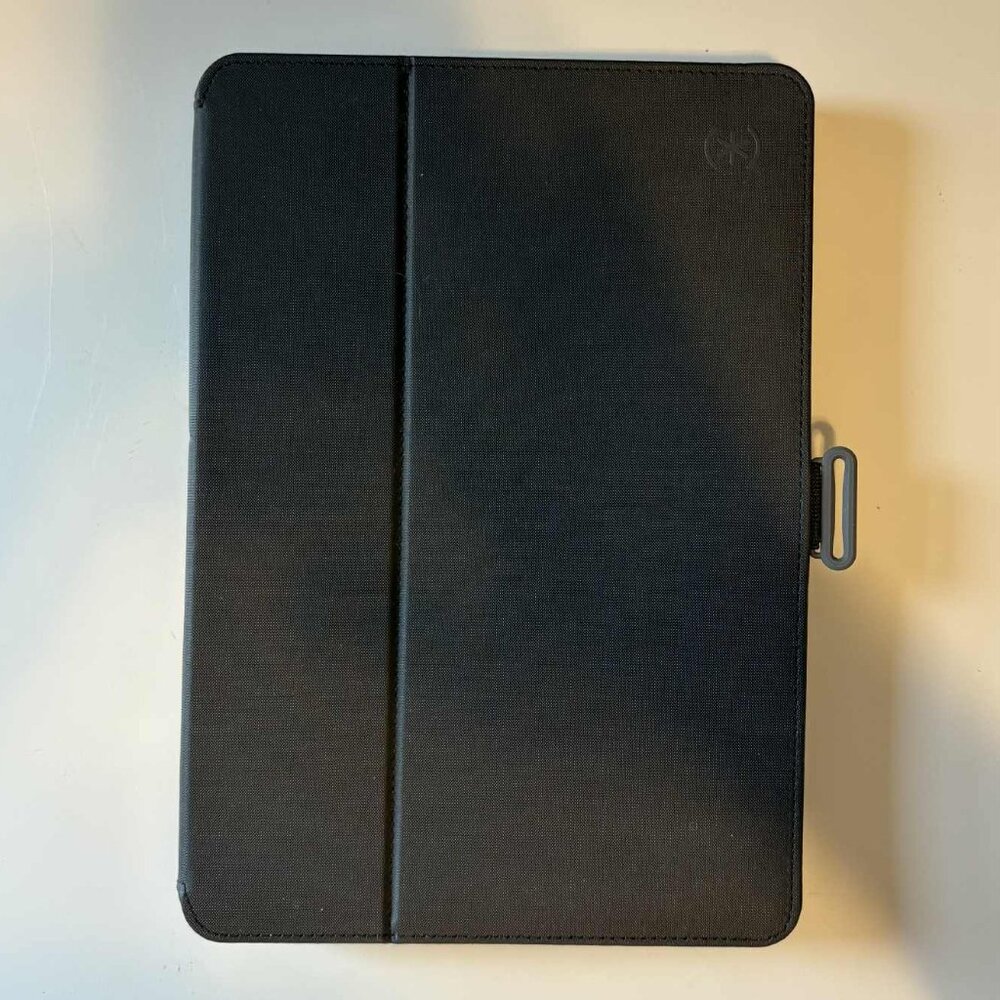 iPad case/folio with stand. New condition. Adjustable. Clasp lock. Camera shield